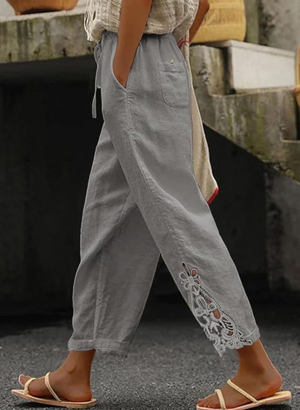 Women Casual Lightweight Drawstring Elastic Waist Pants With Pockets - Image 8