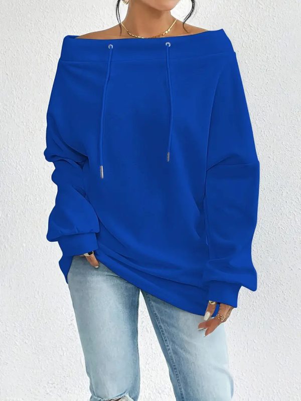 Women's Loose Casual Drawstring Off-the-shoulder Off-shoulder Top - Image 8
