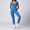 Women's Tight Seamless Back One-piece High-strength Thread Short-sleeved Fitness Sports Jumpsuit - Image 3