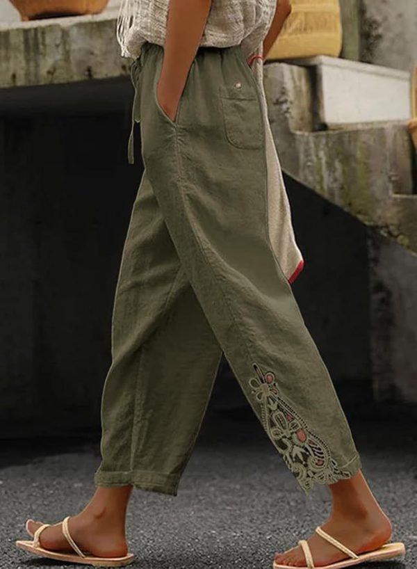 Women Casual Lightweight Drawstring Elastic Waist Pants With Pockets - Image 5
