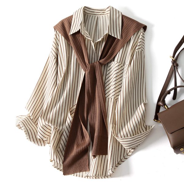 Shawl Design Niche Striped Shirt - Image 6
