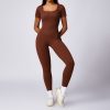 Women's Tight Seamless Back One-piece High-strength Thread Short-sleeved Fitness Sports Jumpsuit - Image 2