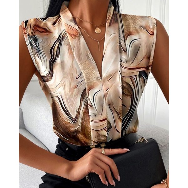 Printed Sleeveless Shirt Top For Women - Image 4