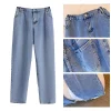 Plus size women's spring and autumn casual jeans classic design black blue washed denim fabric comfortable and versatile - Image 5