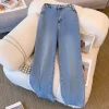 Plus size women's spring and autumn casual jeans classic design black blue washed denim fabric comfortable and versatile - Image 4