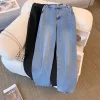 Plus size women's spring and autumn casual jeans classic design black blue washed denim fabric comfortable and versatile