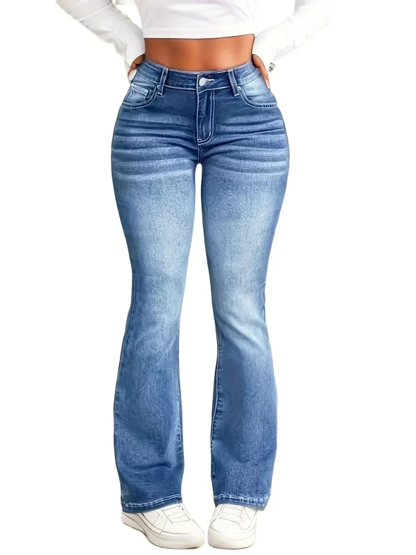 2025 New Women's Stretch Boot Cut Jeans Fashion Slim Fit Hip-Lifting Denim Flared Pants Casual Women's Trousers