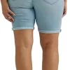 Plus Size Rolled Denim Bermuda Shorts - Image 3