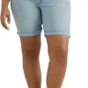 Plus Size Rolled Denim Bermuda Shorts
