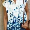 Plus Size Striped Print Blouse, Casual Round Collar Half Sleeve Blouse For Spring, Women's Plus Size Clothing