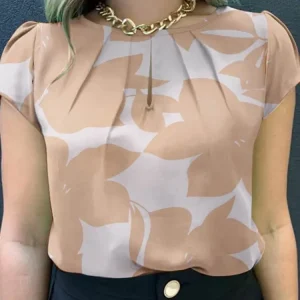 ZANZEA Summer Fashion Floral Printed Blouse Bohemian Holiday Tops Woman Elegant Short Sleeve Work Shirt Casual Pleated Blsuas