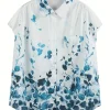Plus Size Striped Print Blouse, Casual Round Collar Half Sleeve Blouse For Spring, Women's Plus Size Clothing - Image 3