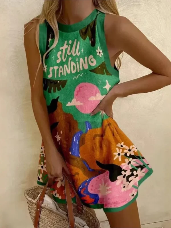 Summer Printed Women Dress New Vintage Dress One Piece Sleeveless Holidays Beach Dresses New Women Clothing Beachwears - Image 3