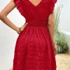 Elegant Short Dresses For Women Summer Casual Slim Red Sleeveless Holiday Beach Dress Fashion V Neck A-line New In Dresses - Image 3