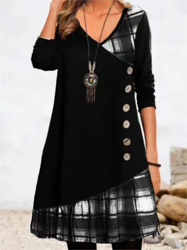 Dresses for Women European and American autumn and Winter Elegant Everyday Loose Party Dress Buttons Long Sleeve Dress - Image 4