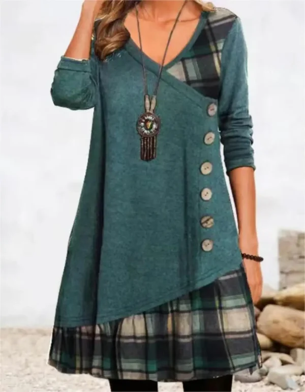 Dresses for Women European and American autumn and Winter Elegant Everyday Loose Party Dress Buttons Long Sleeve Dress - Image 6