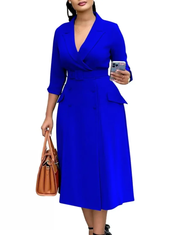 L-3XL Plus Size Clothes Dresses Women Robes Summer Autumn Loose Street Casual 3XL Big Size Office Lady Midi Dress Oversized - Image 4