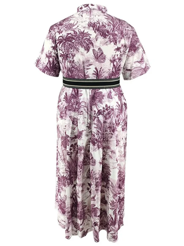Wmstar Plus Size Dresses for Women New in Summer Elegant Vintage Short Sleeve Print Maxi Dress Wholesale Dropshipping with Belt - Image 6