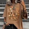 Plus Size Fashion Women's T-Shirt Original Design Flowers Butterfly Pattern Printed Women's Casual Round Neck Short Sleeved Tops