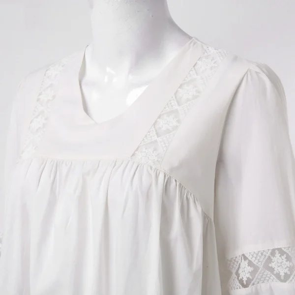 Boho Sundress For Women Casual Summer Lace Dress V Neck Half Sleeve Beach Dress Swing Dress Fashion Loose White Midi Dress - Image 5