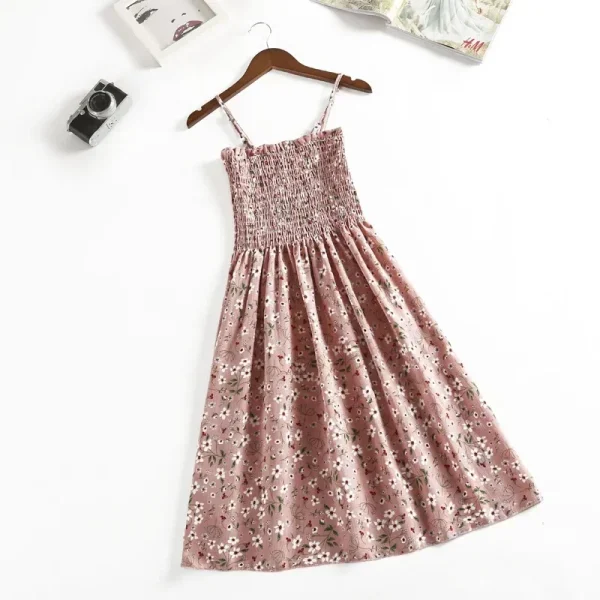 Summer Chiffon Camisole Sleeveless Dress Women Mini Dresses Fashion Elastic Waist Casual Spaghetti Strap Dresses Vestidos Girls - Image 2