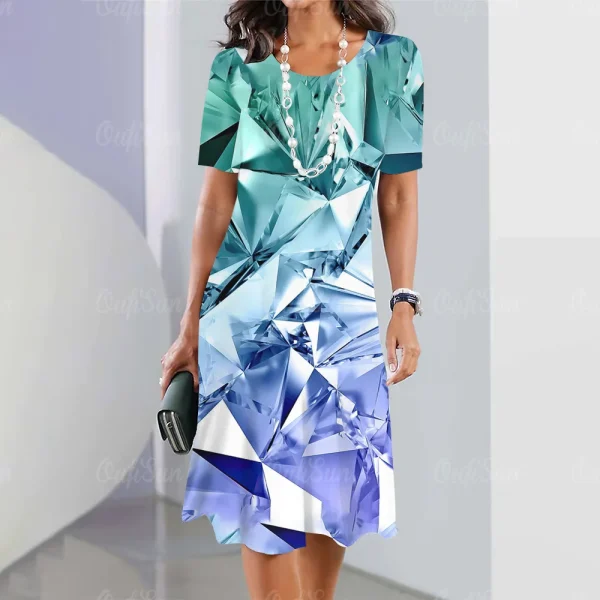 2025 New Women's Dresses Sequin Print Elegant & Beautiful Midi Dresses Plus Size Female Summer One-piece Dress Free Shipping - Image 5