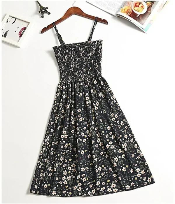 Summer Chiffon Camisole Sleeveless Dress Women Mini Dresses Fashion Elastic Waist Casual Spaghetti Strap Dresses Vestidos Girls - Image 6