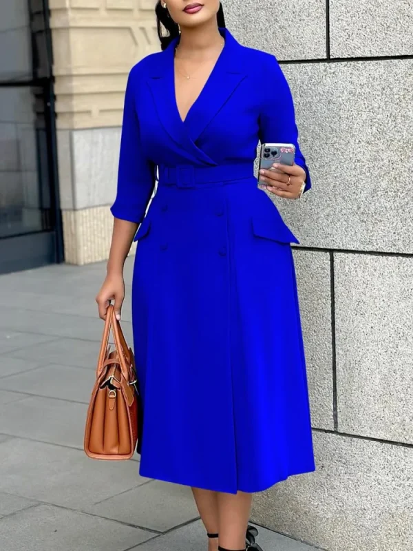 L-3XL Plus Size Clothes Dresses Women Robes Summer Autumn Loose Street Casual 3XL Big Size Office Lady Midi Dress Oversized - Image 3