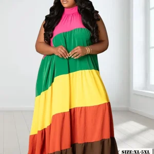 Wmstar Plus Size Dresses for Women Print Elegant New Bandage Fashion Loose Maxi Dress Clothes Wholesale Dropshipping 2025