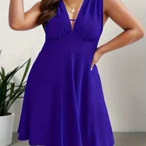 Plus Size Women's Spring/Summer 2025 New Sexy V-Neck A-Line Homecoming Party Dresses For Outdoor Wear
