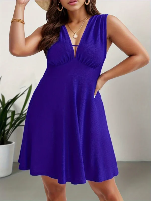 Plus Size Women's Spring/Summer 2025 New Sexy V-Neck A-Line Homecoming Party Dresses For Outdoor Wear