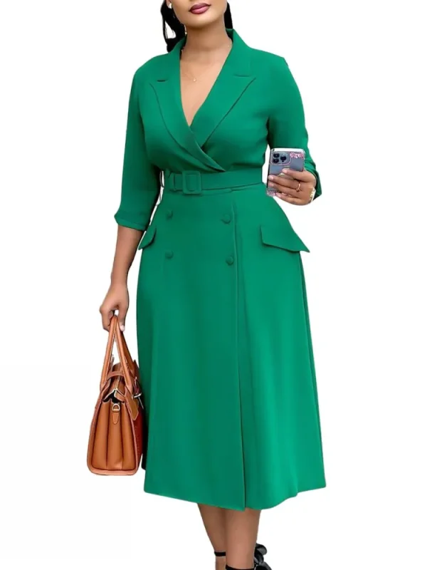 L-3XL Plus Size Clothes Dresses Women Robes Summer Autumn Loose Street Casual 3XL Big Size Office Lady Midi Dress Oversized - Image 5