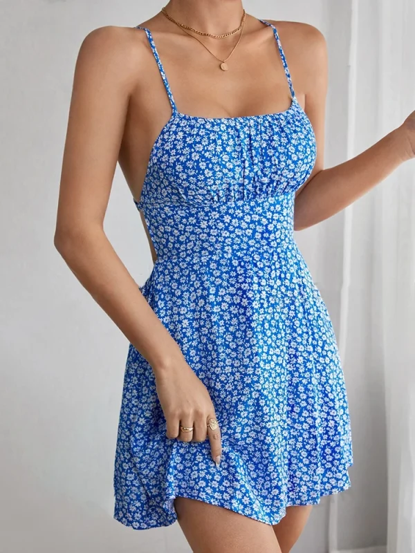 Womens Dresses Sexy Floral Backless Bandage Holiday Beach Dress Summer Fashion Red Short New In Dresses 2025 - Image 5