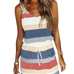 Sleeveless Dress for Women Clothing 2025 Summer Vacation Pullover Beach Sundress Female Korean Fashion Slim Sexy Short Dresse M