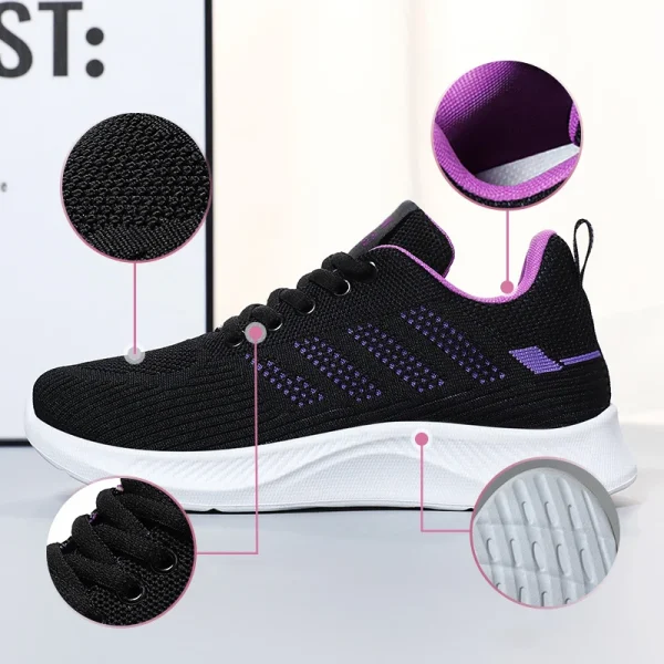 Oulylan Summer Soft Sole Running Shoes Ladies Casual Solid Color Antislip Footwear Outdoor Lace Up Mesh Breathable Sneakers - Image 5
