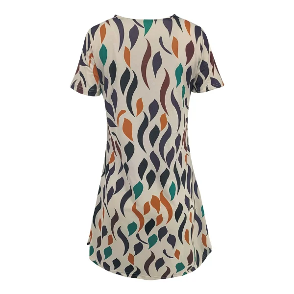 Feather Print Dresses Women Summer 2023 Clothing Short Sleeve V-Neck Mini Dress Elegant Bohemian Trendy Sundress Beach Vestidos - Image 5