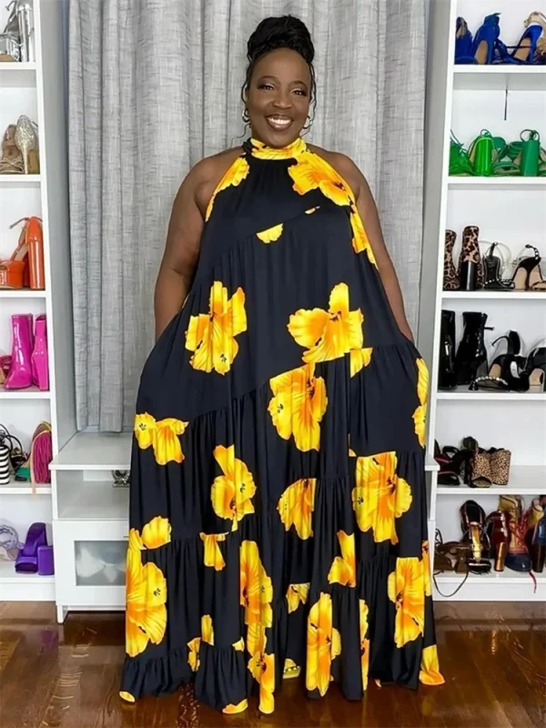 Wmstar Plus Size Dresses for Women Print Elegant New Bandage Fashion Loose Maxi Dress Clothes Wholesale Dropshipping 2025 - Image 3