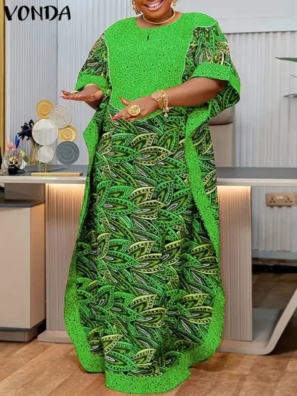 Plus Size 5XL VONDA Women Bohemian Printed Long Sundress 2025 Summer Casual Half Sleeve Loose Maxi Dress Oversized Party Vestido - Image 3