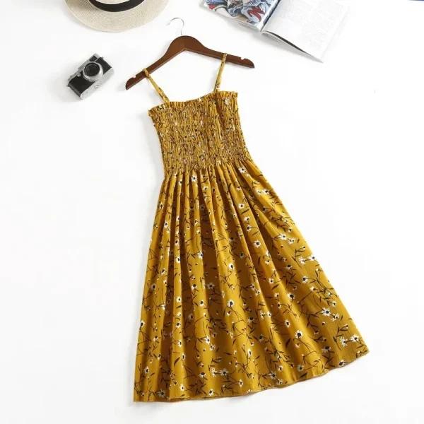 Summer Chiffon Camisole Sleeveless Dress Women Mini Dresses Fashion Elastic Waist Casual Spaghetti Strap Dresses Vestidos Girls - Image 5