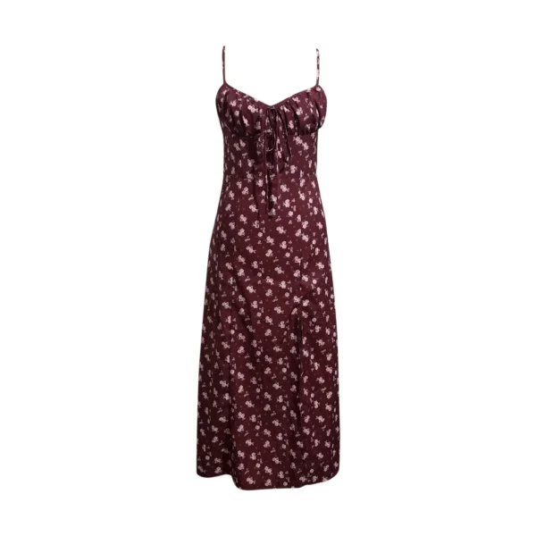 Elegant Classy Flower Print Spaghetti Straps Dresses For Women 2025 Camisole Deep V Neck Suspender Dress Woman Clothing - Image 5