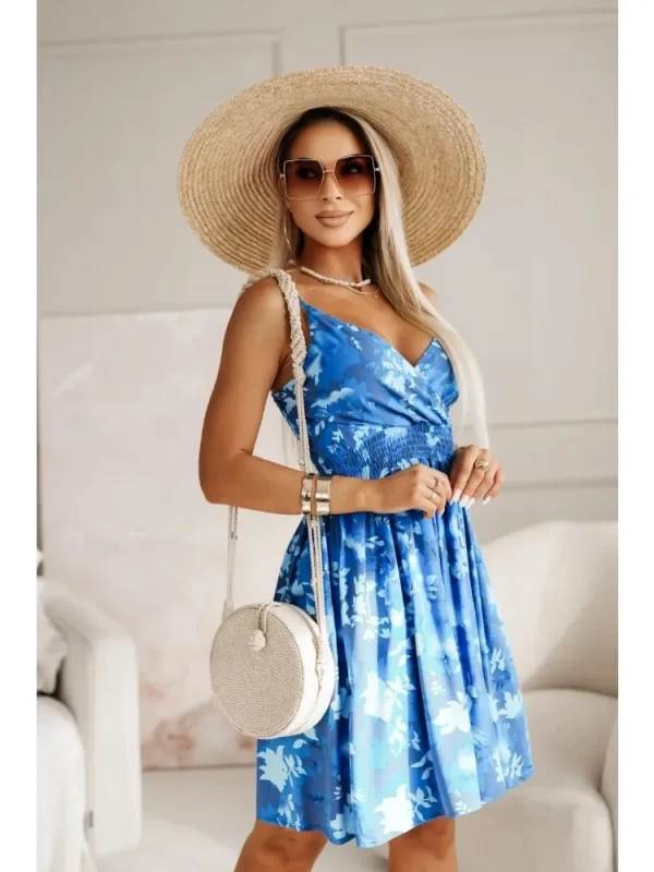 New Fashion Women's Summer Wrap Pleated Dresses Ladies Floral Print Sexy Spaghetti Strap Sling DressBeach Dress A Line Sundress - Image 6