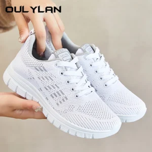 Oulylan Summer Breathable Running Shoe Women Fashion Non-Slip Sneakers Lightweight Lace Up Athletic Shoes Sport Jogging Footwear