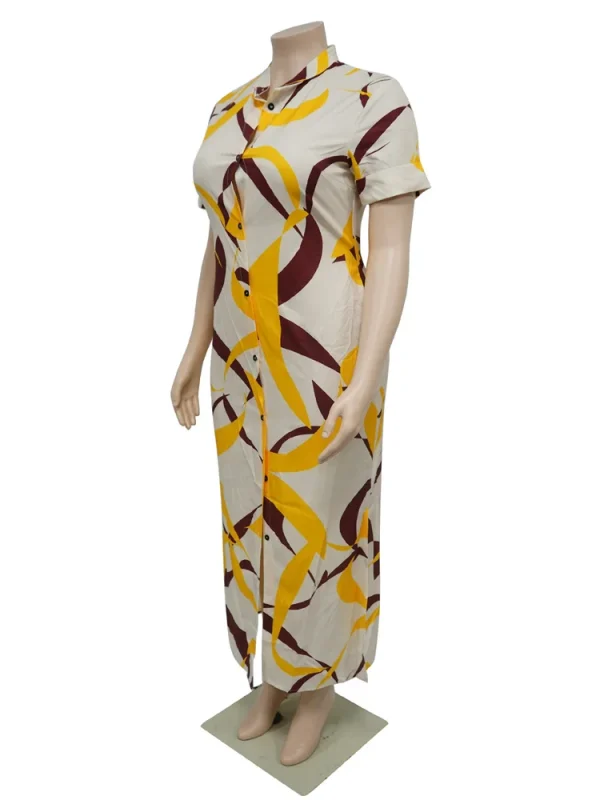 Wmstar Plus Size Dresses for Women Printed Short Sleeve Fashion Party Bodycon Stretch Button Maxi Dress Wholesale Dropshipping - Image 5