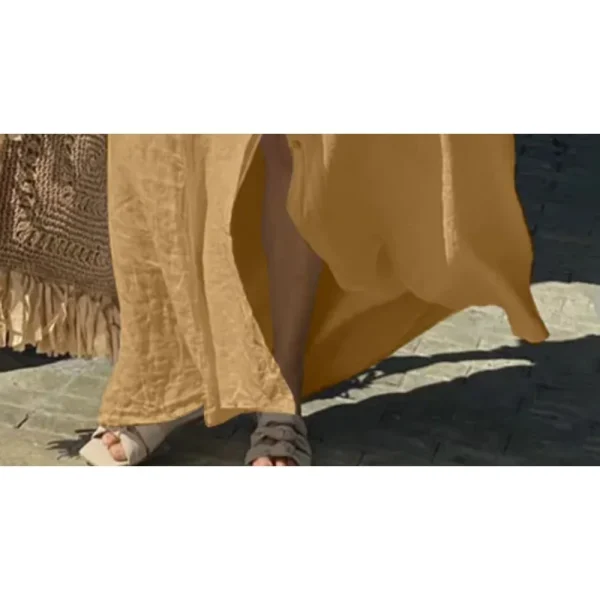 Women's L-5XL Plus Size Oversized Summer Casual Loose Pocket Flip Collar Long Dress Solid Color Casual Button Loose Oversized - Image 5