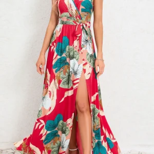 VigoCasey 2025 Summer Female Casual Long Bodycon Dress Women V Neck Strap Dress Lady Print Sleeveless Backless Tight Dresses