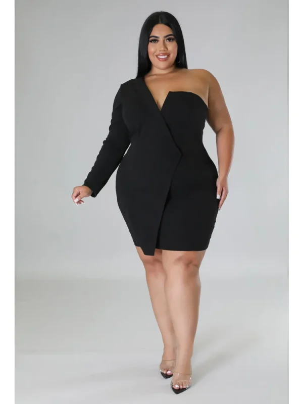 Wmstar Plus Size Dresses Women 2022 Single Long Sleeve V Neck Solid Sexy Mini Suit Dress Party Dresses Wholesale Dropshipping - Image 4