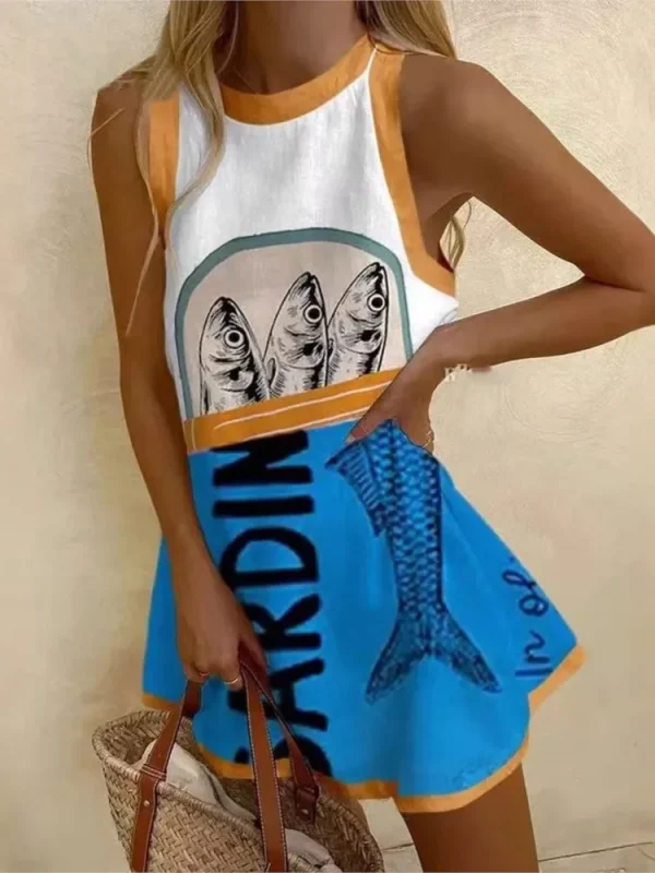 Summer Printed Women Dress New Vintage Dress One Piece Sleeveless Holidays Beach Dresses New Women Clothing Beachwears - Image 4