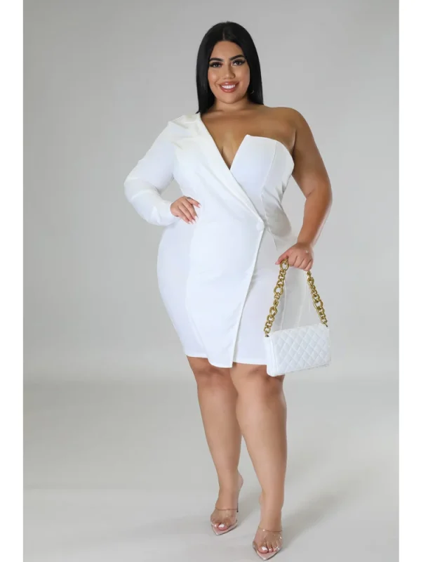 Wmstar Plus Size Dresses Women 2022 Single Long Sleeve V Neck Solid Sexy Mini Suit Dress Party Dresses Wholesale Dropshipping - Image 3