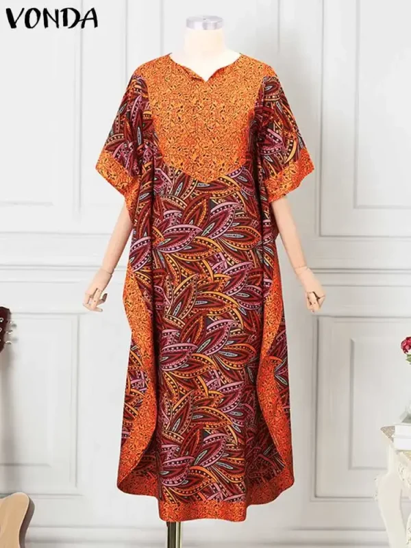 Plus Size 5XL VONDA Women Bohemian Printed Long Sundress 2025 Summer Casual Half Sleeve Loose Maxi Dress Oversized Party Vestido - Image 4