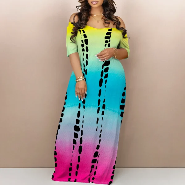Women's Summer Plus Size Maxi Dress Short Sleeve Vacation Long Dress Casual Sundress with Pockets